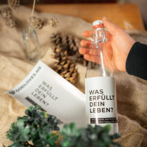 Flaschenetikette "Was erfüllt dein Leben" (DE)